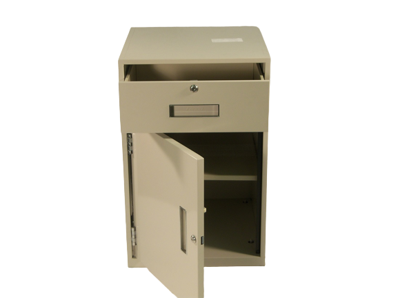 Fenco F-603 Lowboy Pedestal Unit with Locking Box Drawer Door &amp; Drawer Open