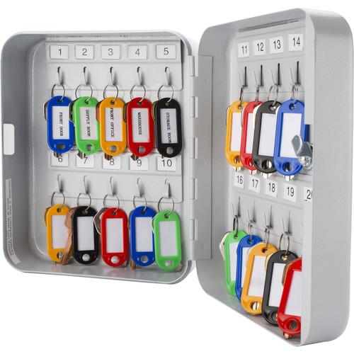 Barska CB12482 20 Keys Lock Box Grey Open Showing Colored Key Tags