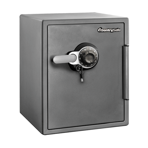 Sentry SFW205DPB Fireproof Waterproof Safe with Dial, Key &amp; Handle Angled
