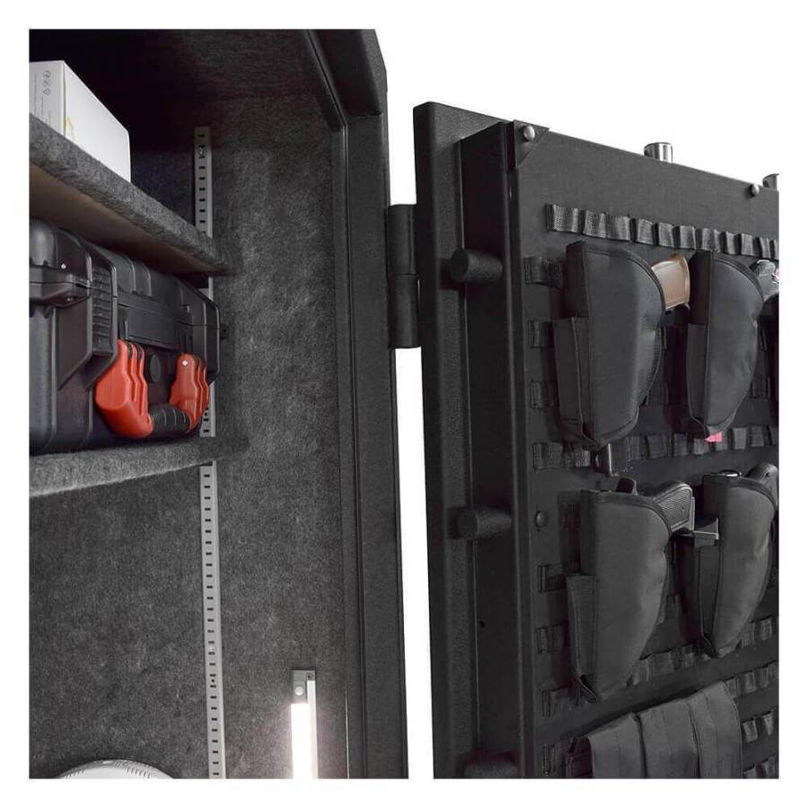 Stealth UL50 UL Rated Gun Safe - 50 Gun Capacity Closeup of Door Organizer and Deadbolts