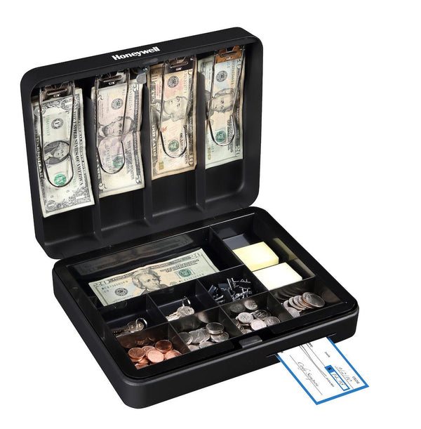 Honeywell 6113 Deluxe Steel Cash Box with Key Lock - Safe and