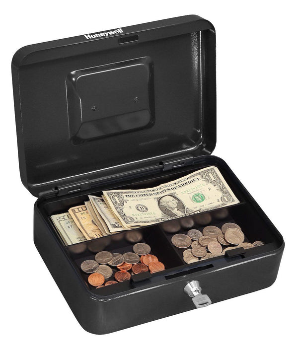 Honeywell 6202 Steel Cash Box with Key Lock & Removable 3-Slot
