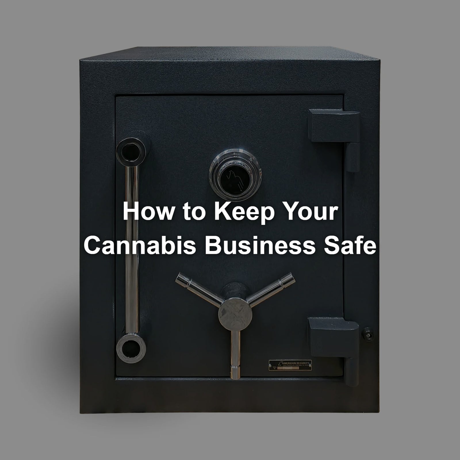 Black safe with text: "How to Keep Your Cannabis Business Safe.
