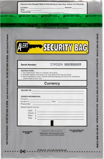 Alert 912AV-250 Bank Deposit Bag Clear 9&quot; x 12&quot; - 250 Pack