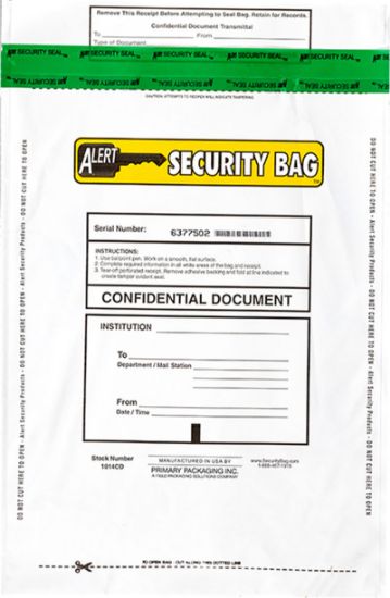 Alert 1014CD-250 Confidential Documents Bag Opaque 10&quot; x 14&quot;