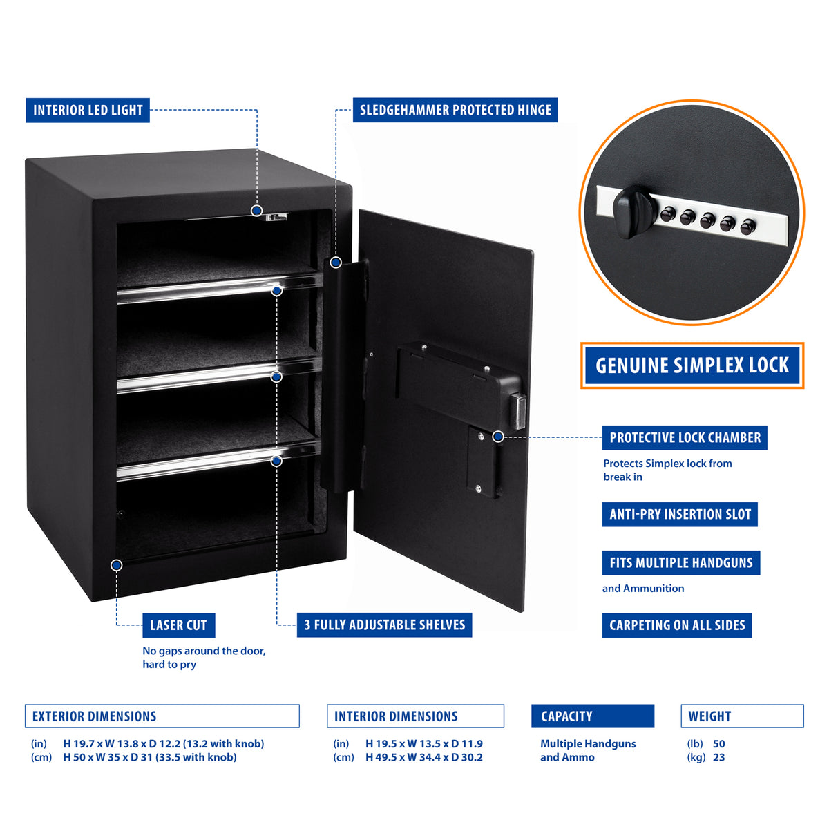 Viking VS-50SX Large Handgun Safe with Simplex Lock - Safe and Vault ...