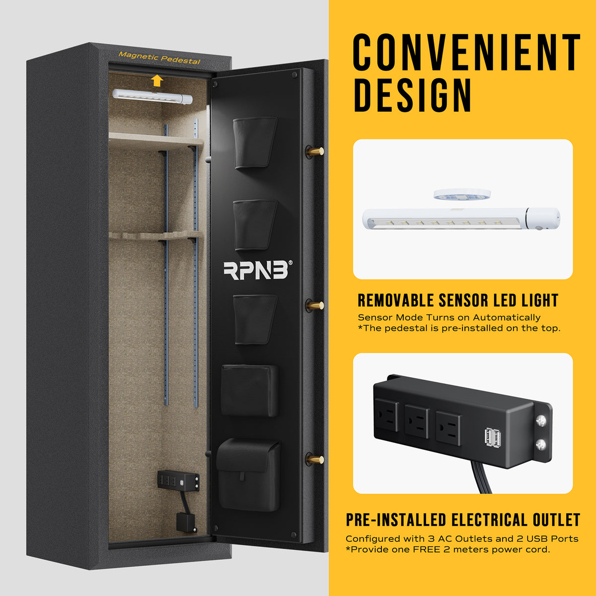 RPNB RPFS10-B 10 Gun Fireproof Biometric Gun Safe Options