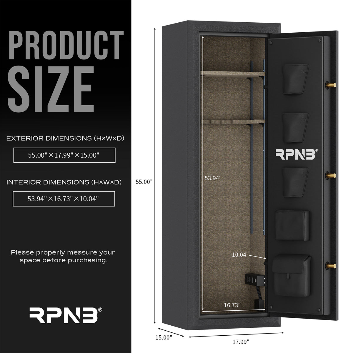 RPNB RPFS10-B 10 Gun Fireproof Biometric Gun Safe Black - Safe and ...