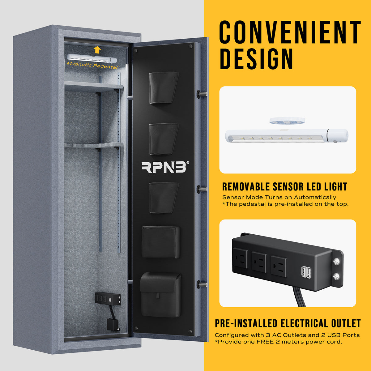 RPNB RPFS10-G 10 Gun Fireproof Biometric Gun Safe Grey Convenient Design
