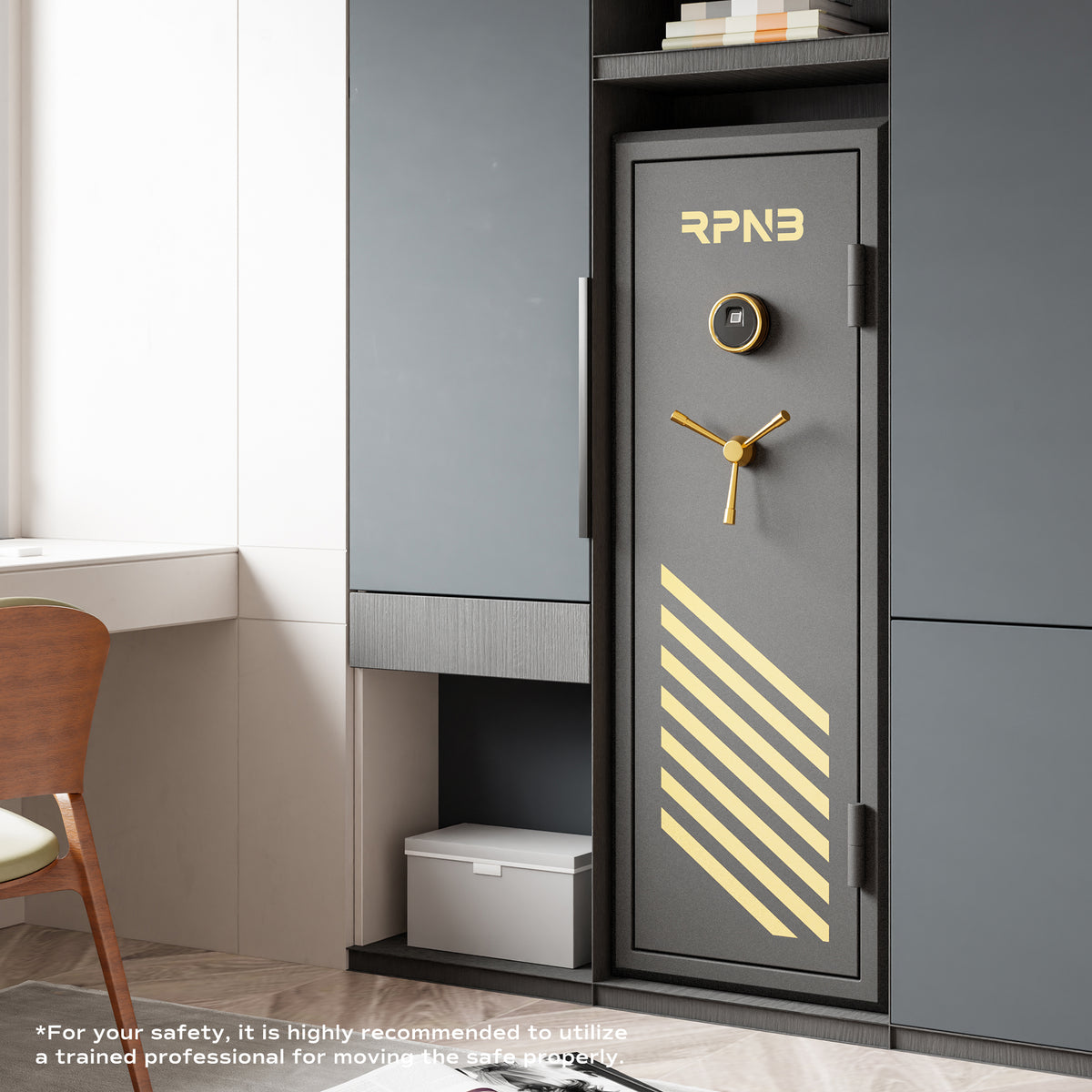 RPNB RPFS14-B 14 Gun Fireproof Biometric Gun Safe Black Installed in Closet