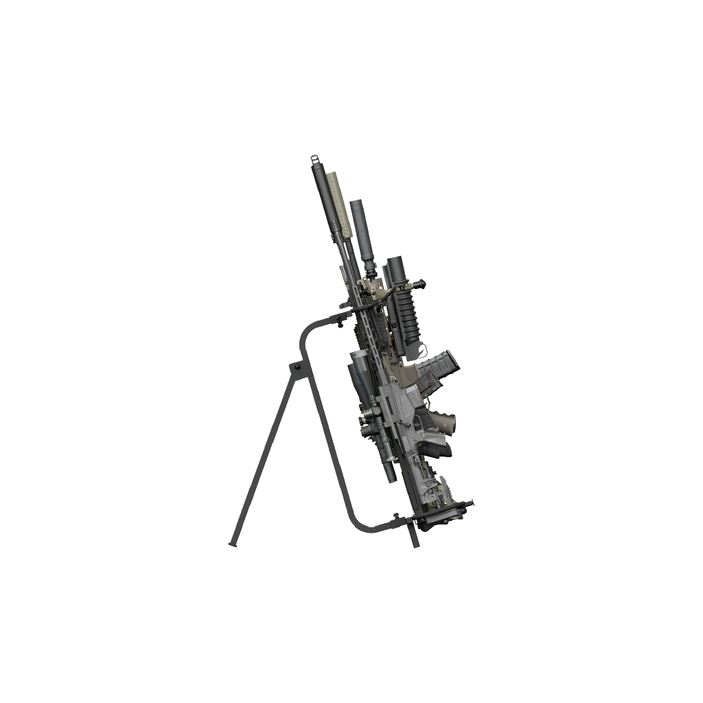 Hold Up Displays Folding Metal Firearm/Bow Rack with Short Barrel Rest HD39-SBR Side View