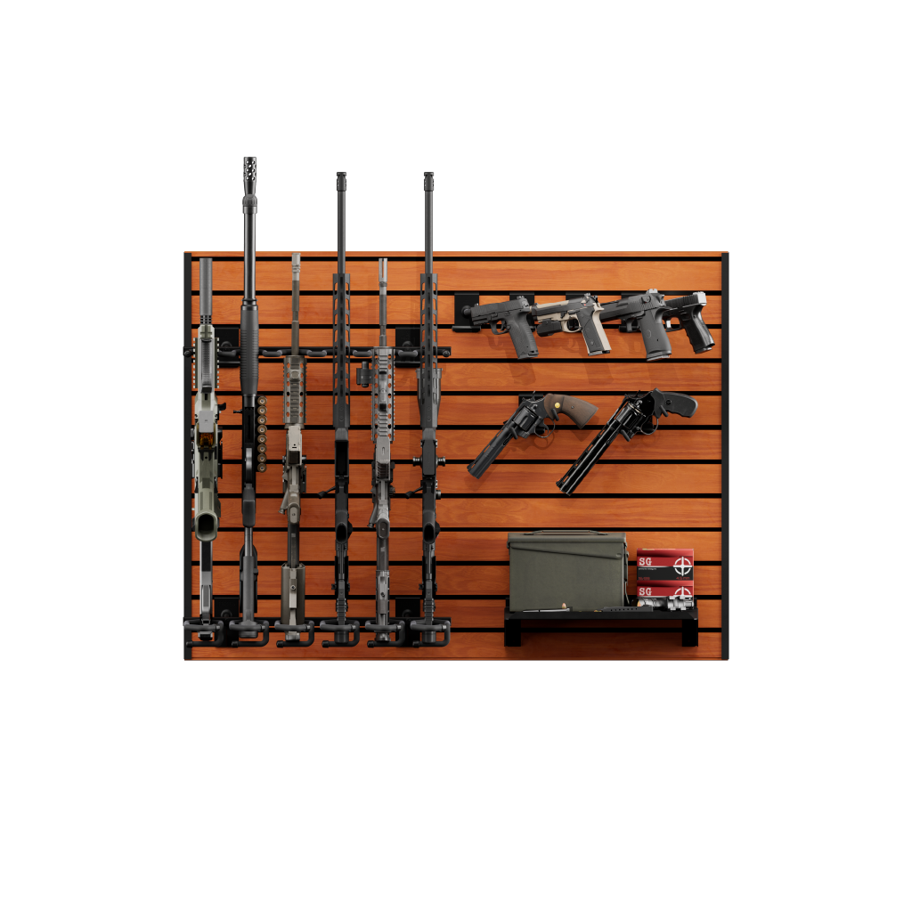 Hold Up Displays Gun Wall Bundle for 6 rifles and 6 pistols Black HD90 Cherry