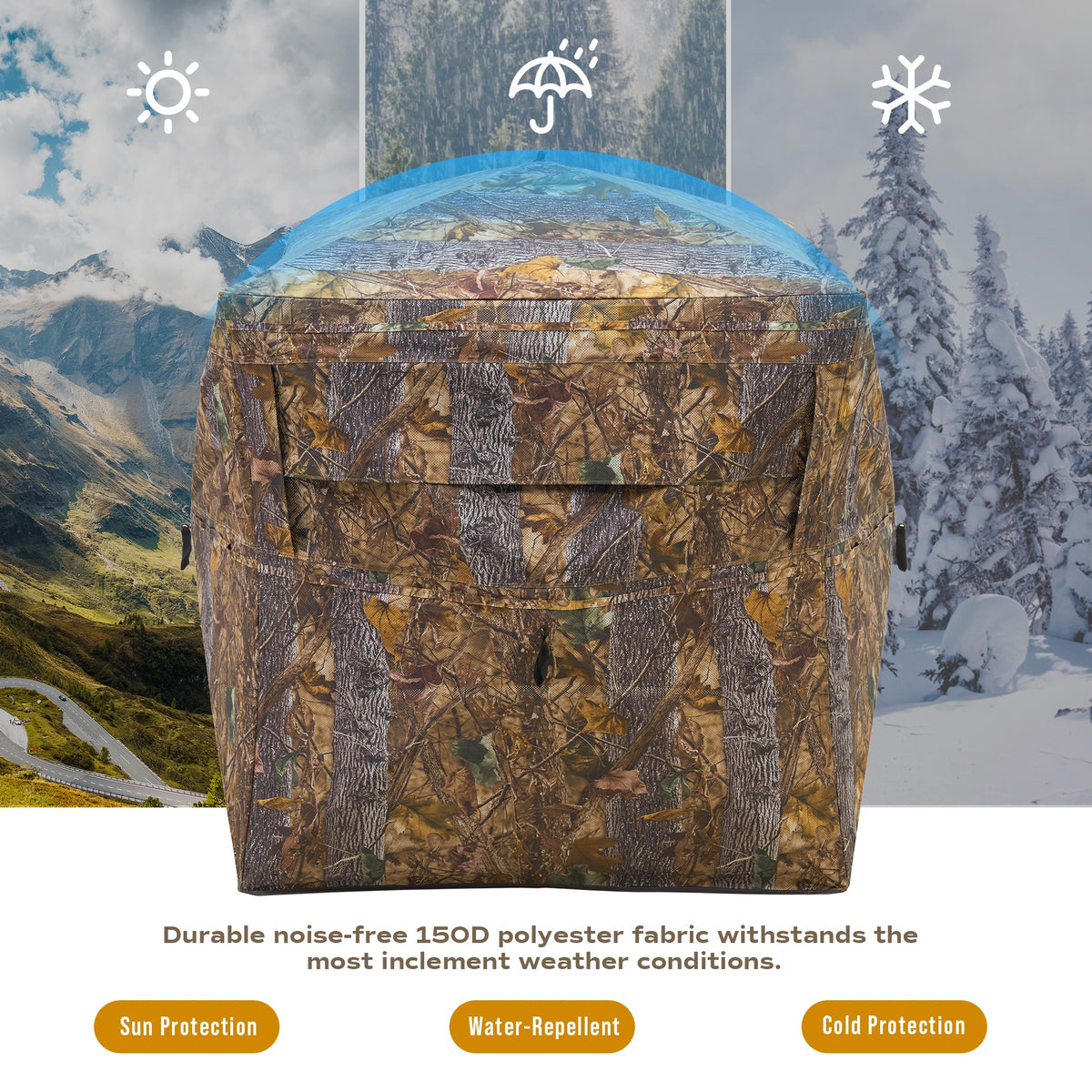 RPNB HGB-1 Hunting Blind One-Way 270 Degree See Through 2-3 Person Portable Pop-Up Sun Protection, Water-Repellent and Cold Protection