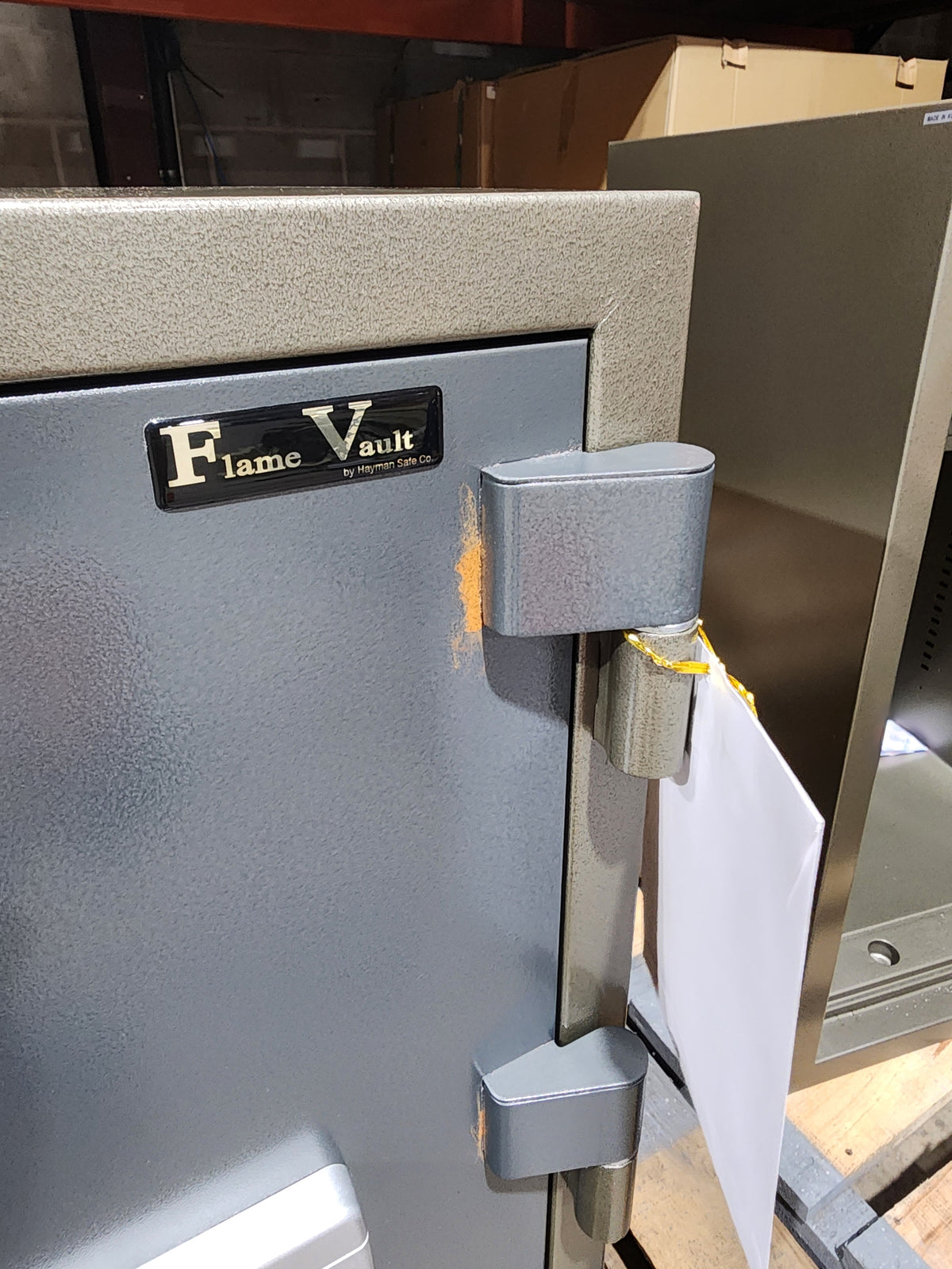 Hayman FV-2100E FlameVault Two Hour Fire Safe Blemished Top Hinge View