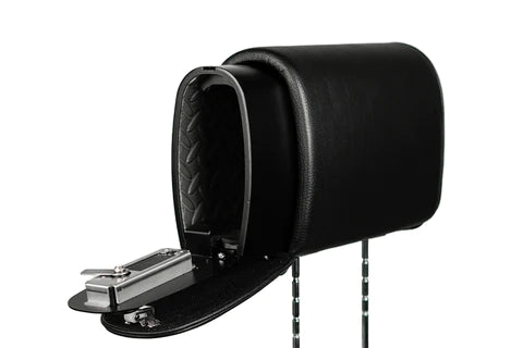 The Headrest Slide Safe Black Leather Safe Door Open