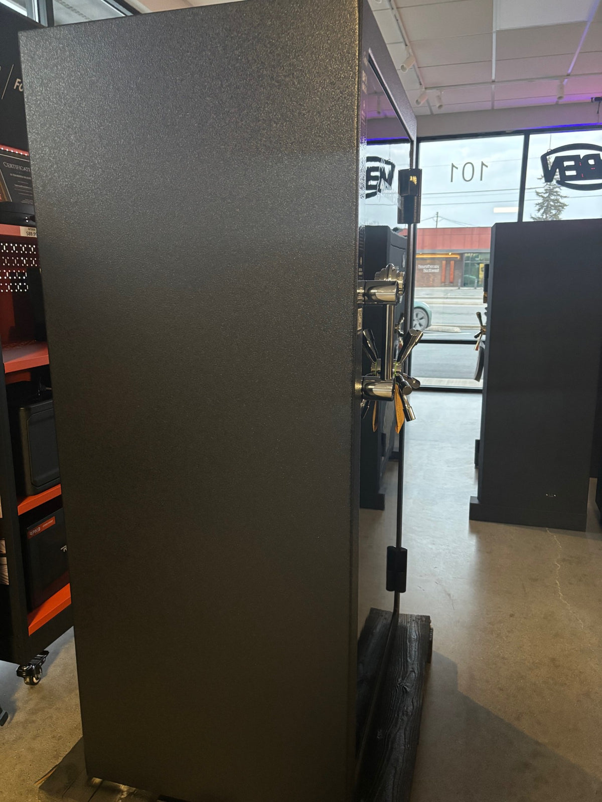 AMSEC BFX6636 Two Tone Black Gloss Door Textured Black Body Open Box Side View