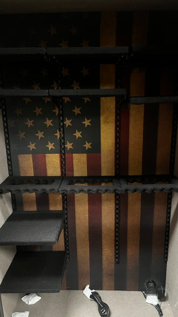 Close-up view of the interior shelves which are all adjustable. 