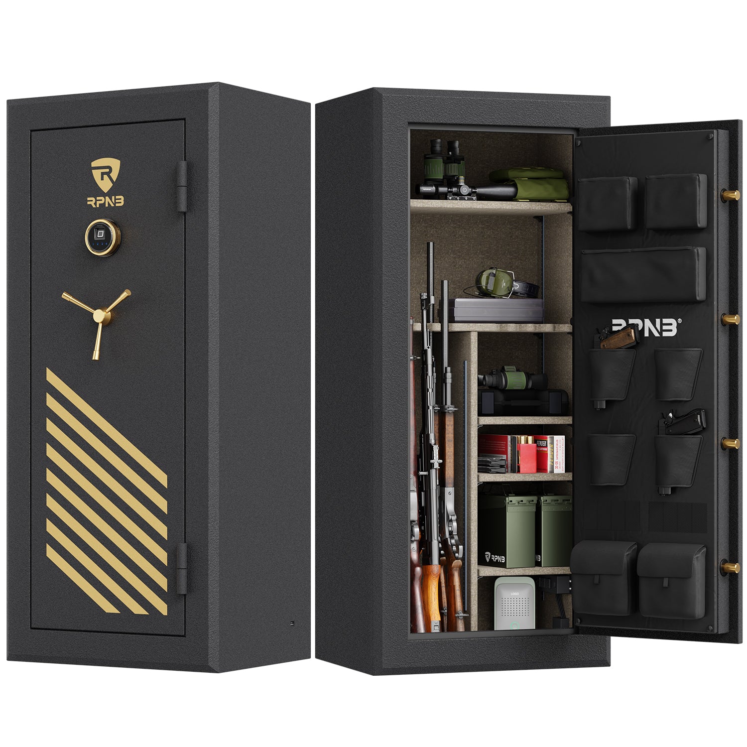 Fireproof Gun Box RPNB RPFS24-B 24 Gun Fireproof Biometric Gun Safe Black - Safe and ...