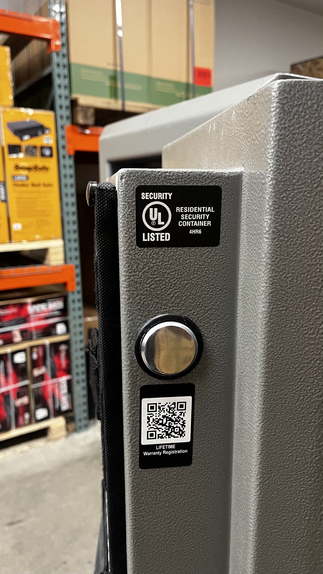 View of the UL rating for burglar, which is for a Residential Security Container (RSC). 