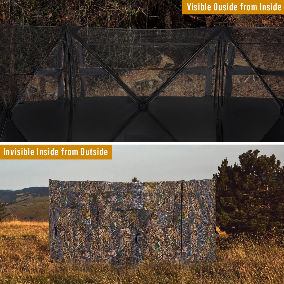 RPNB HGB-5 3-Hub Camouflage Ground Hunting Blind One-Way See Through Visible Outside from Inside