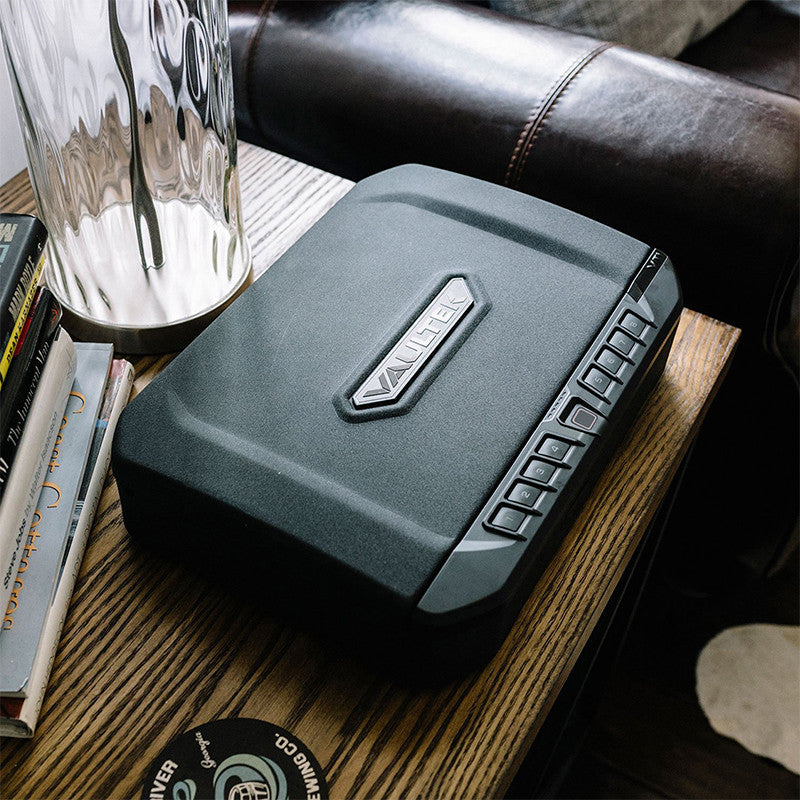 Vaultek V30i 30 Series Essential Biometric Handgun Safe On a End Table Closed