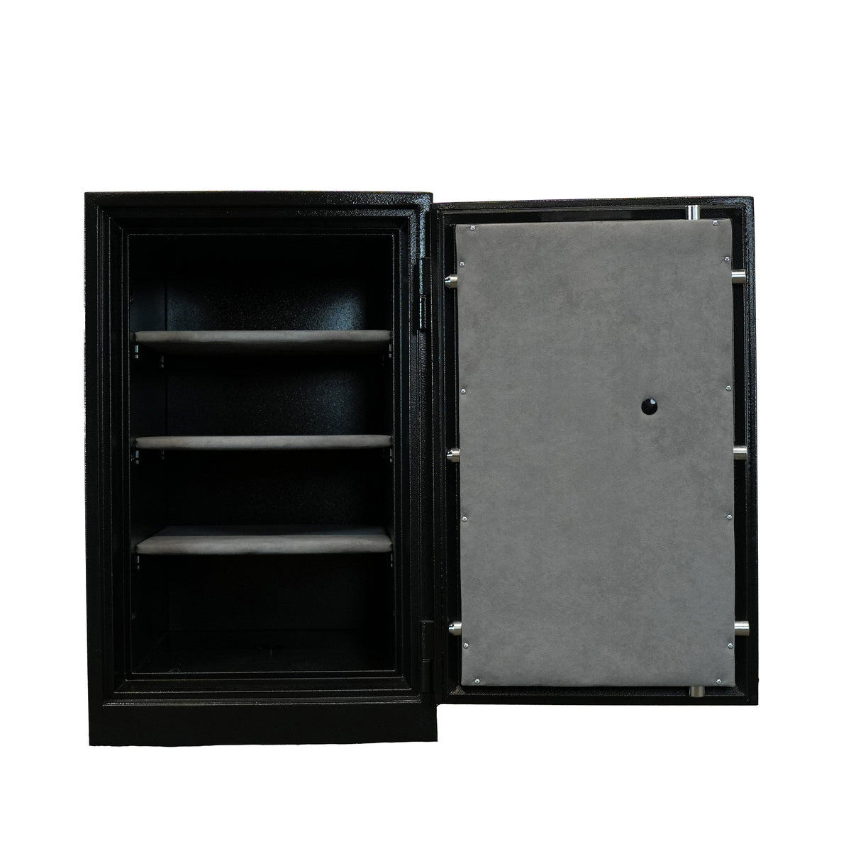 Gardall 3018-2 Burglar Fire Safe in Black finish with door open. 