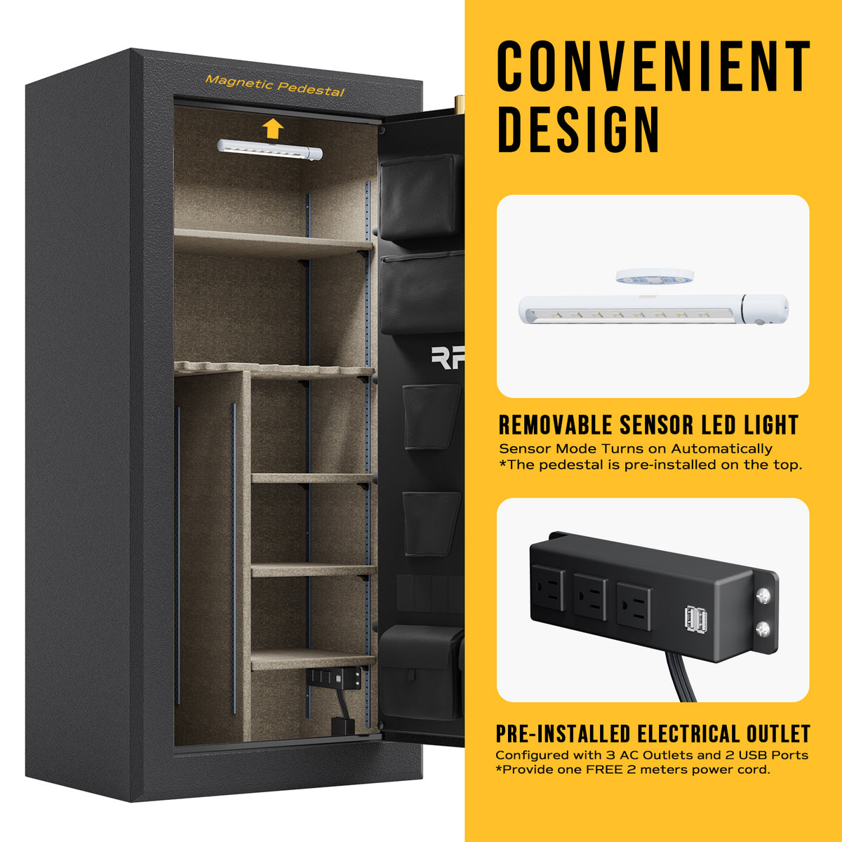 RPNB RPFS30-B 30 Gun Fireproof Biometric Gun Safe Black Options