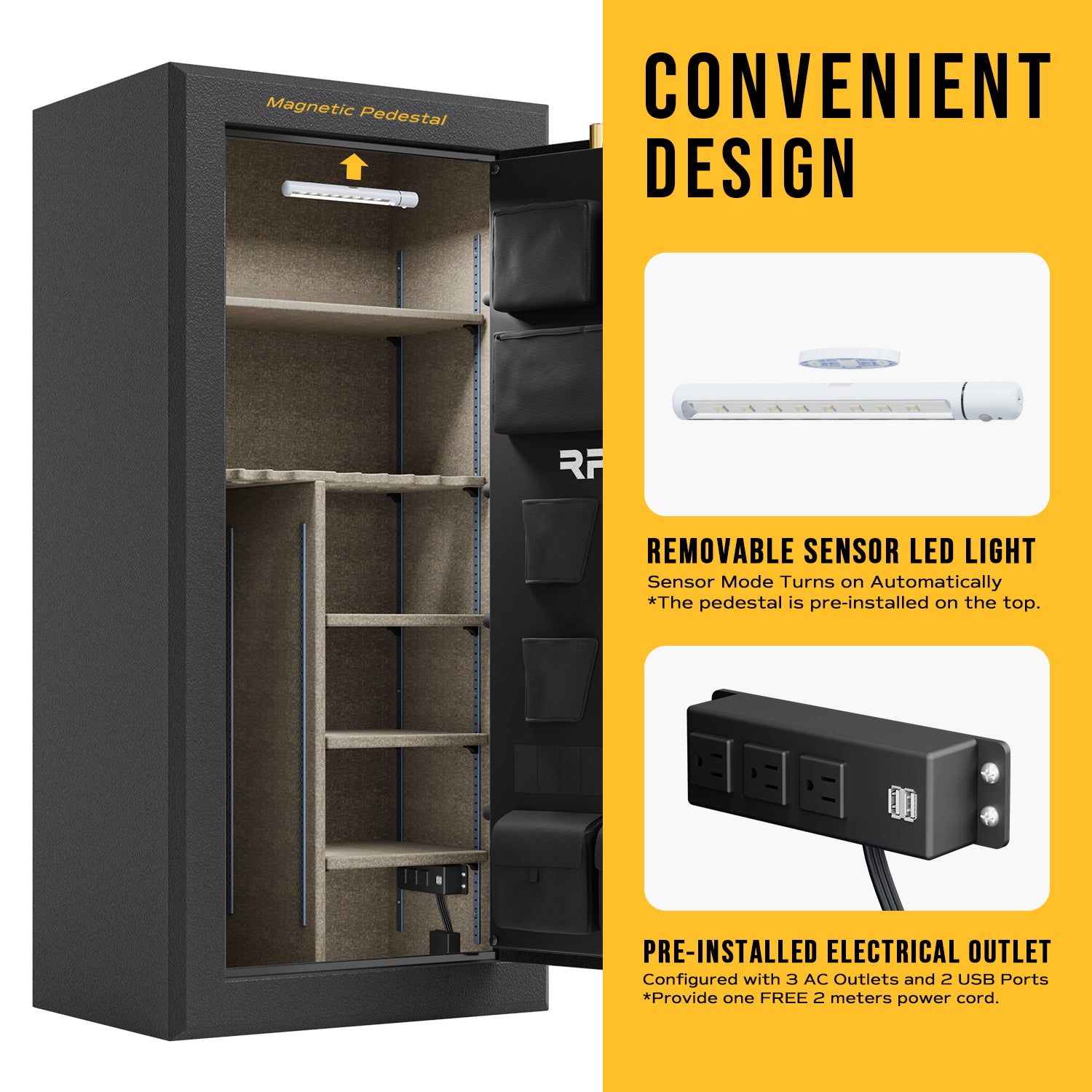 RPNB RPFS30-B 30 Gun Fireproof Biometric Gun Safe Black - Safe and ...