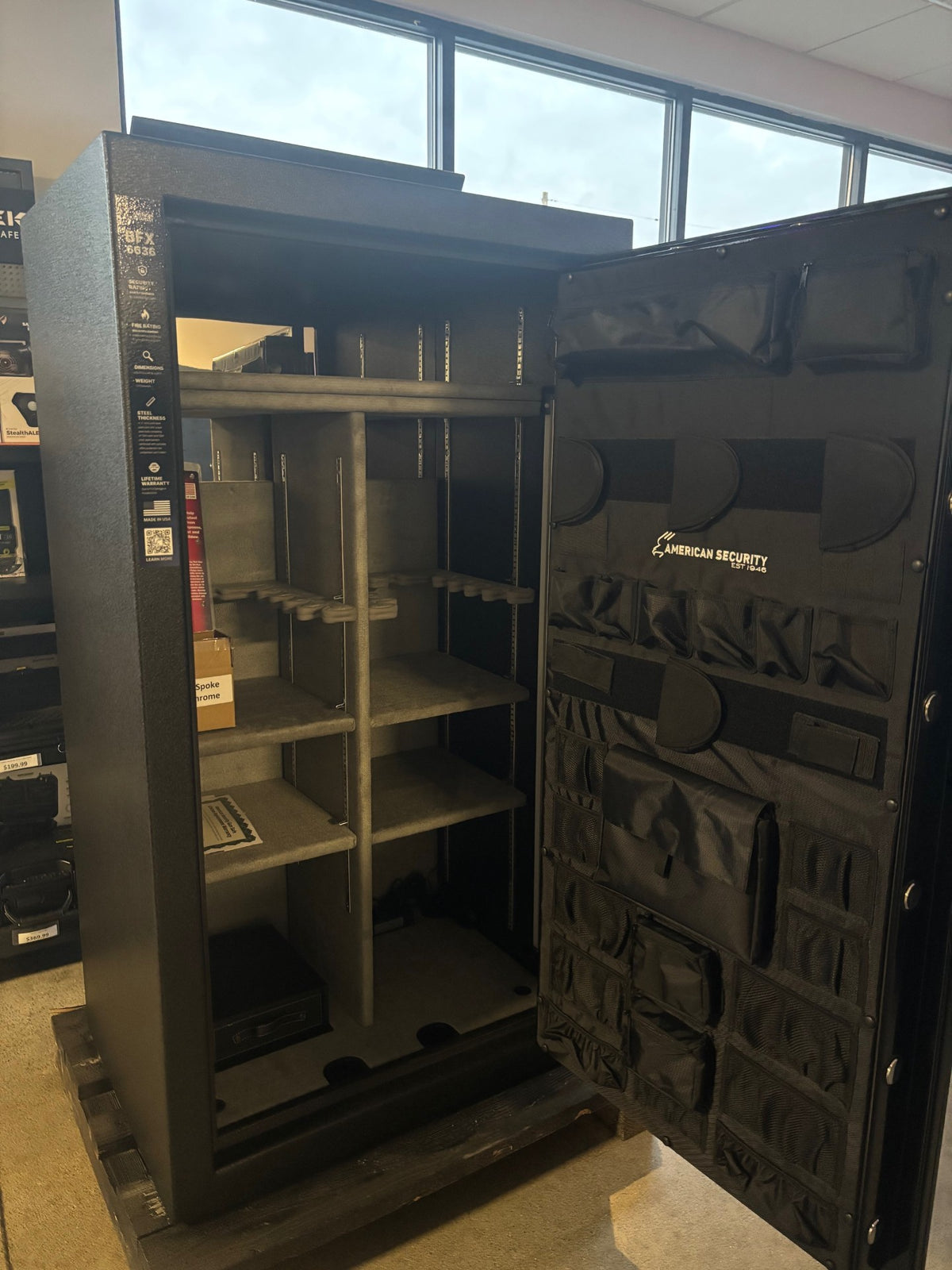 AMSEC BFX6636 Two Tone Black Gloss Door Textured Black Body Open Box Door Open