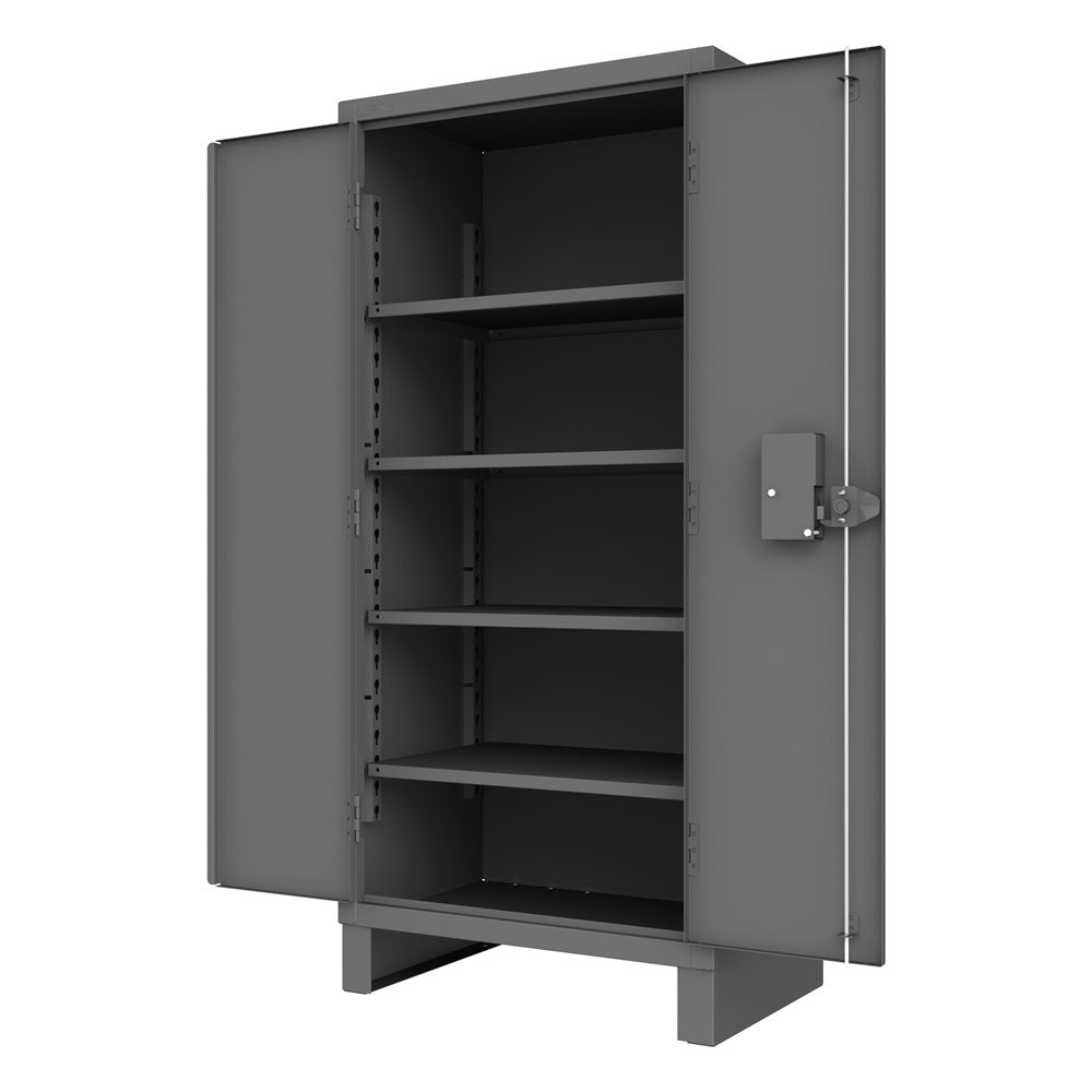 Durham 3702PL-4S-95 14-Gauge Security Access Control Cabinet with 4 Shelves Door Open