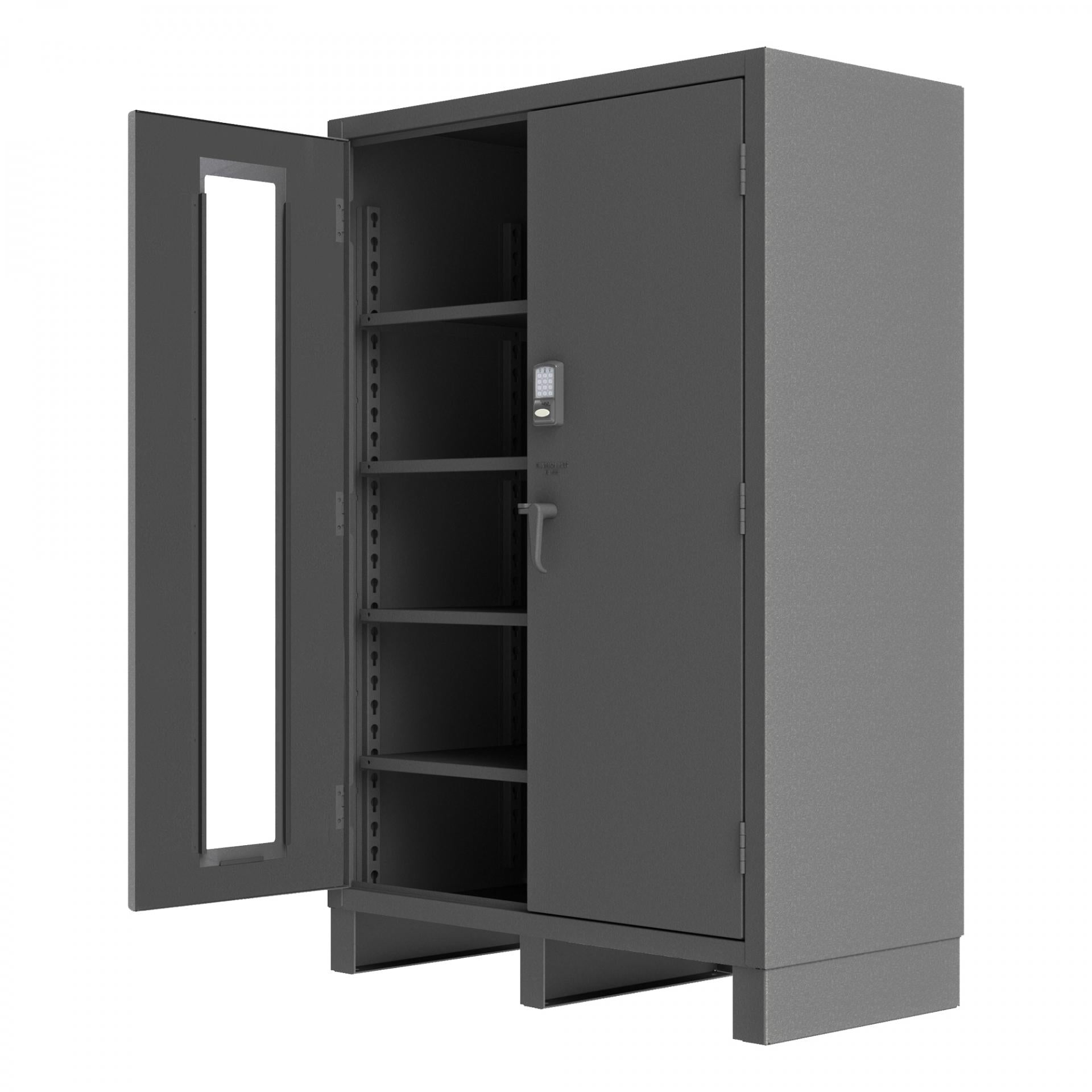 Durham 3704CXC-BLP4S-95 14-Gauge Security Access Control Cabinet Clear Door with 4 Shelves