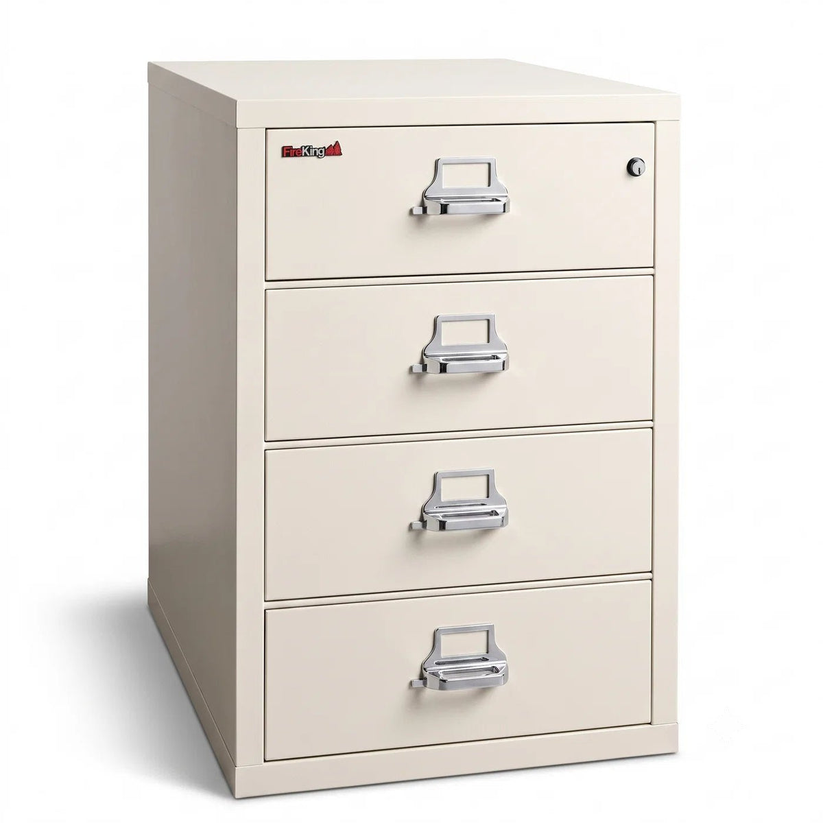 FireKing 4-2536-C 4 Drawer Card & Note Fireproof File Cabinet Ivory White