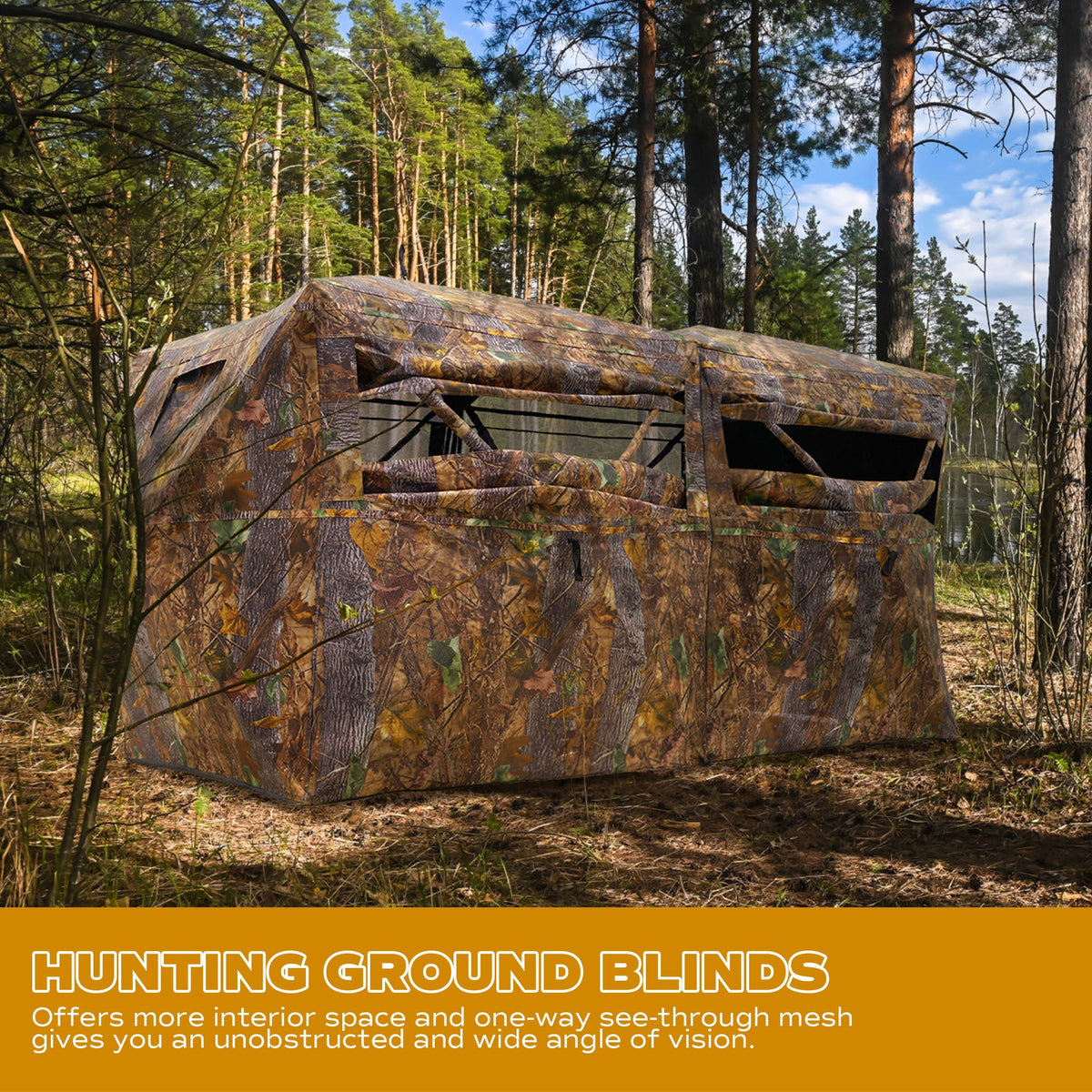 RPNB HGB-4 Camouflage  Hunting Blind One-Way See Through 4-6 Person In the Woods