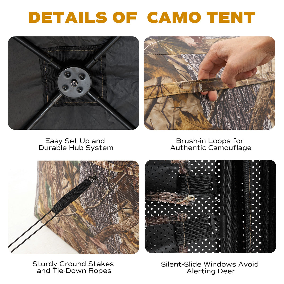 RPNB HGB-4 Camouflage  Hunting Blind One-Way See Through 4-6 Person Details of Camo Tent