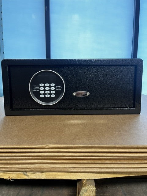 Front view of the safe. It comes with a digital lock. 