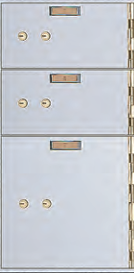 American Vault 521-3 Safe Deposit Boxes 2 Openings 5" x 10" & 1 Opening 10" x 10"
