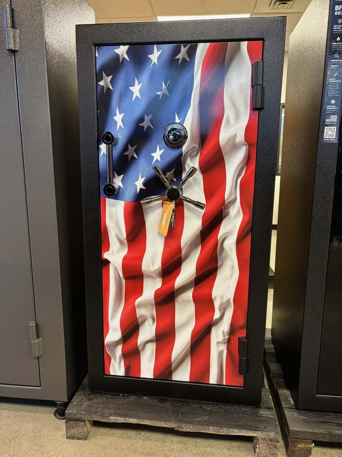 AMSEC BFX6030 Gun Safe with Wavy USA Flag Vinyl Door – 2 Hour Fire