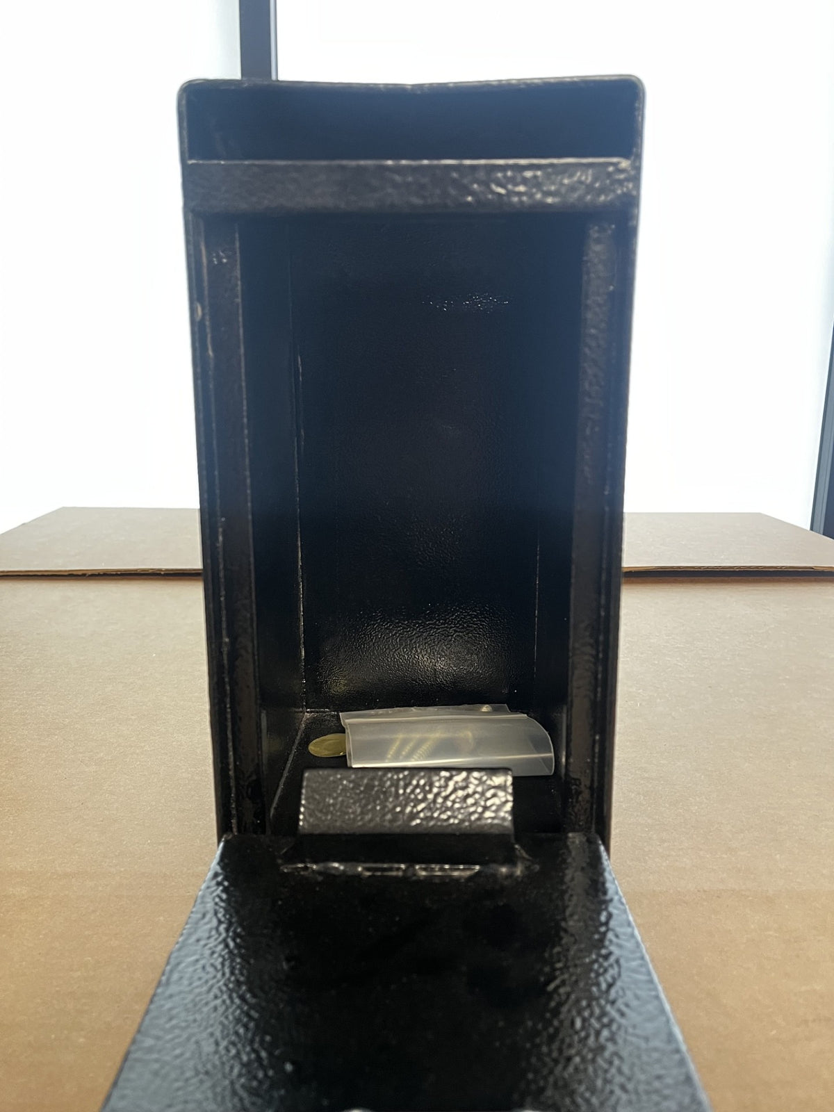 View of the inside of the safe. It comes with the hardware needed to bolt it down. 