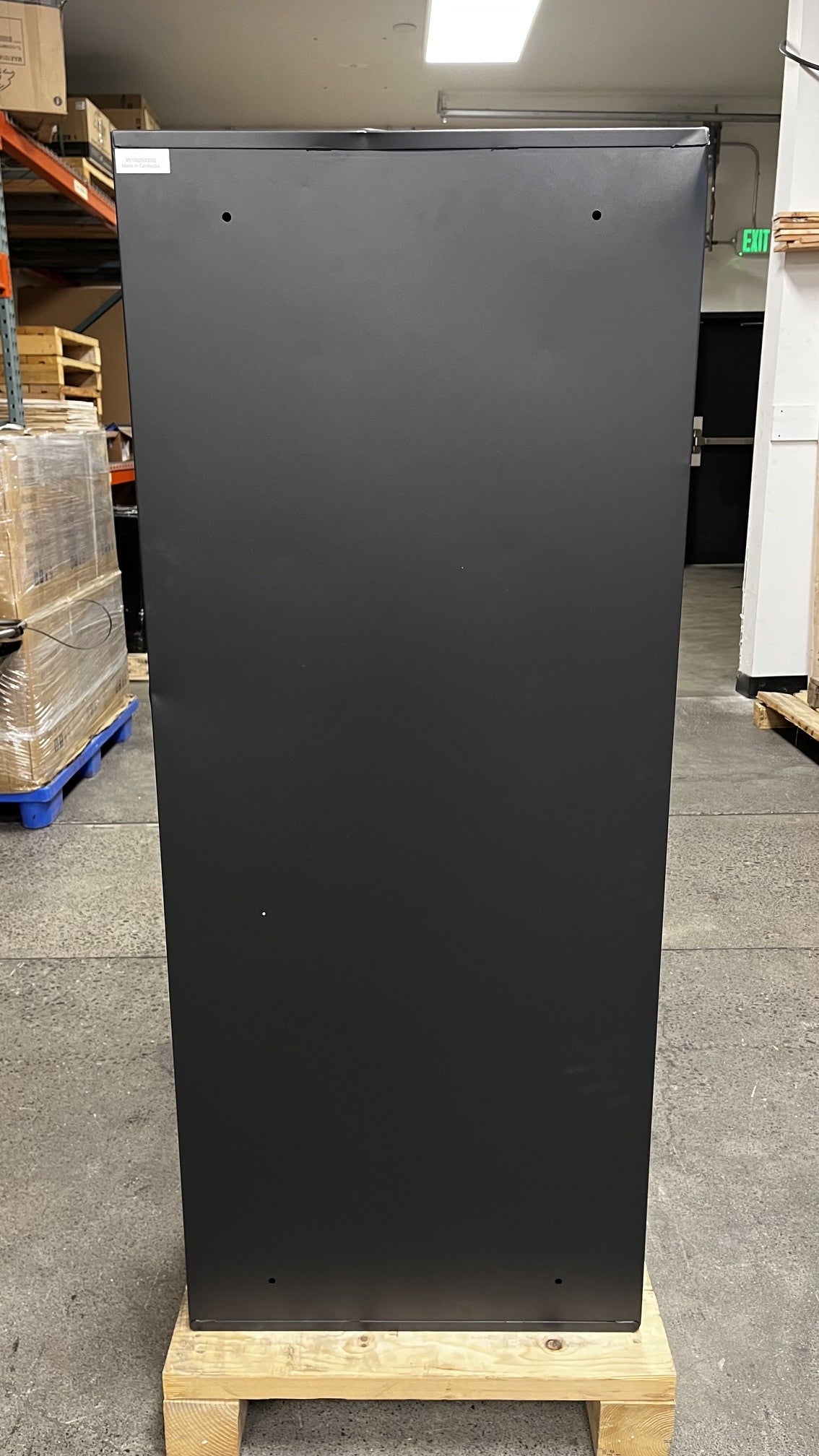 View of the back of the safe, it has four predrilled holes on the back. 