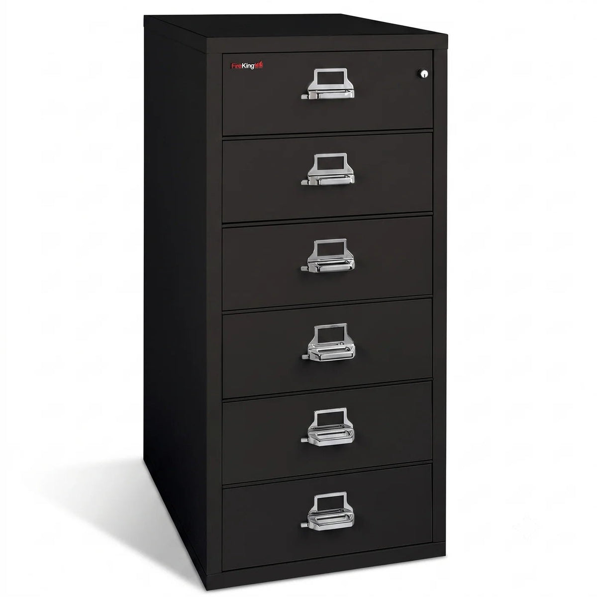 FireKing 6-2552-C 6 Drawer Card-Check-Note Fireproof File Cabinet Black