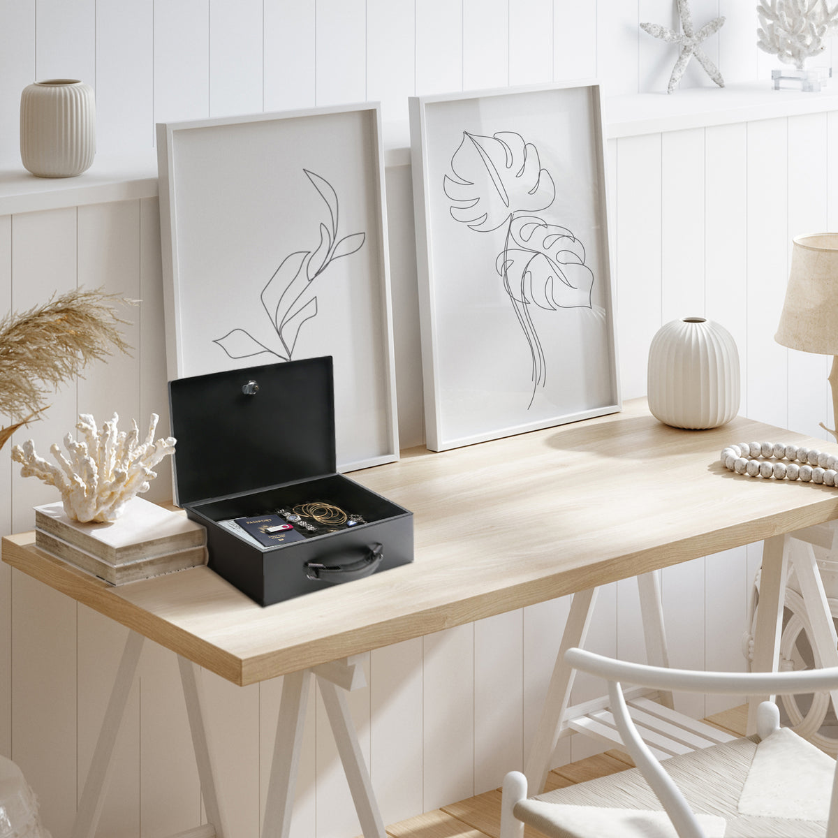 Honeywell 6104 Key Locking Fire Resistant Steel Security Box with Carry Handle Lifestyle