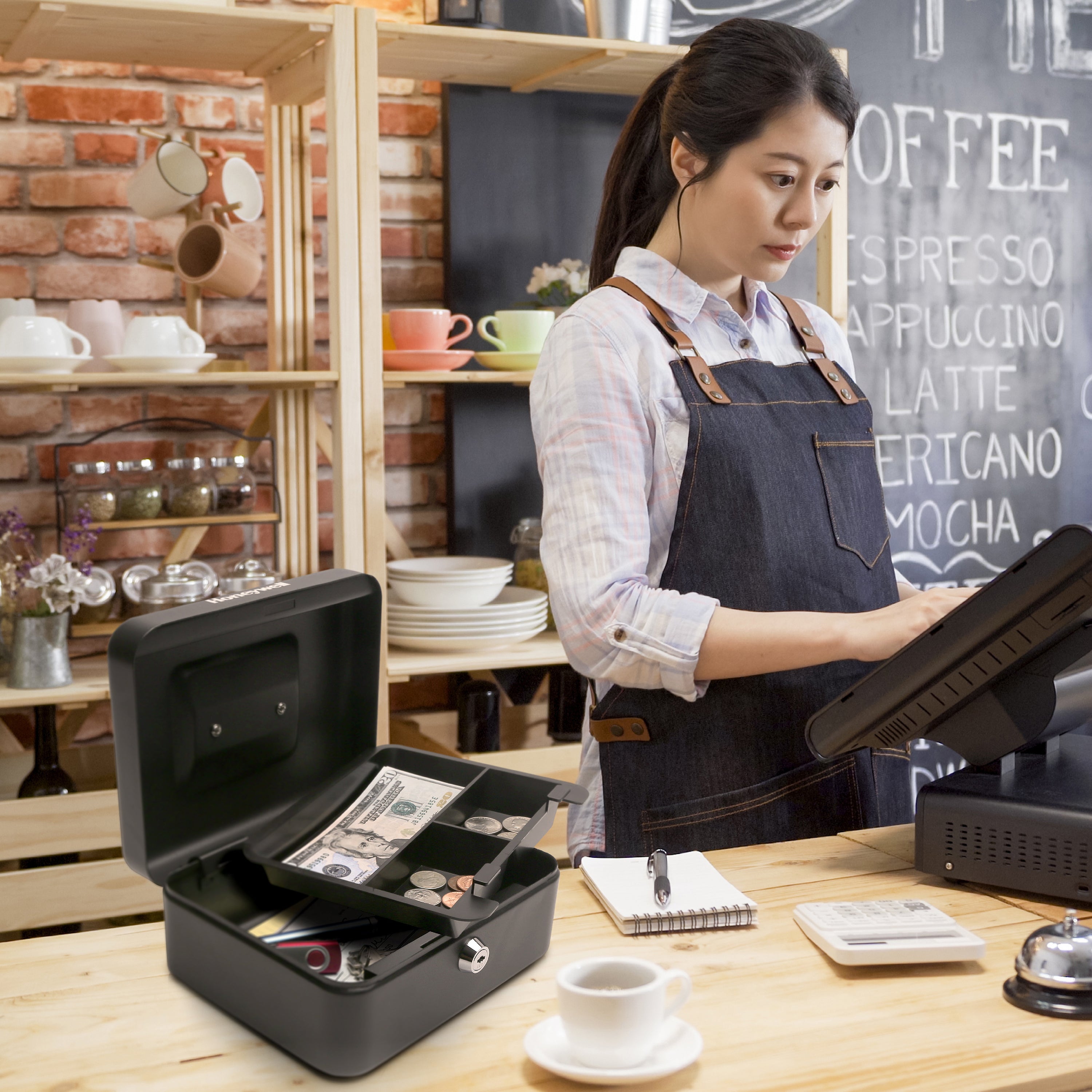 Honeywell 6202 Steel Cash Box with Key Lock & Removable 3-Slot