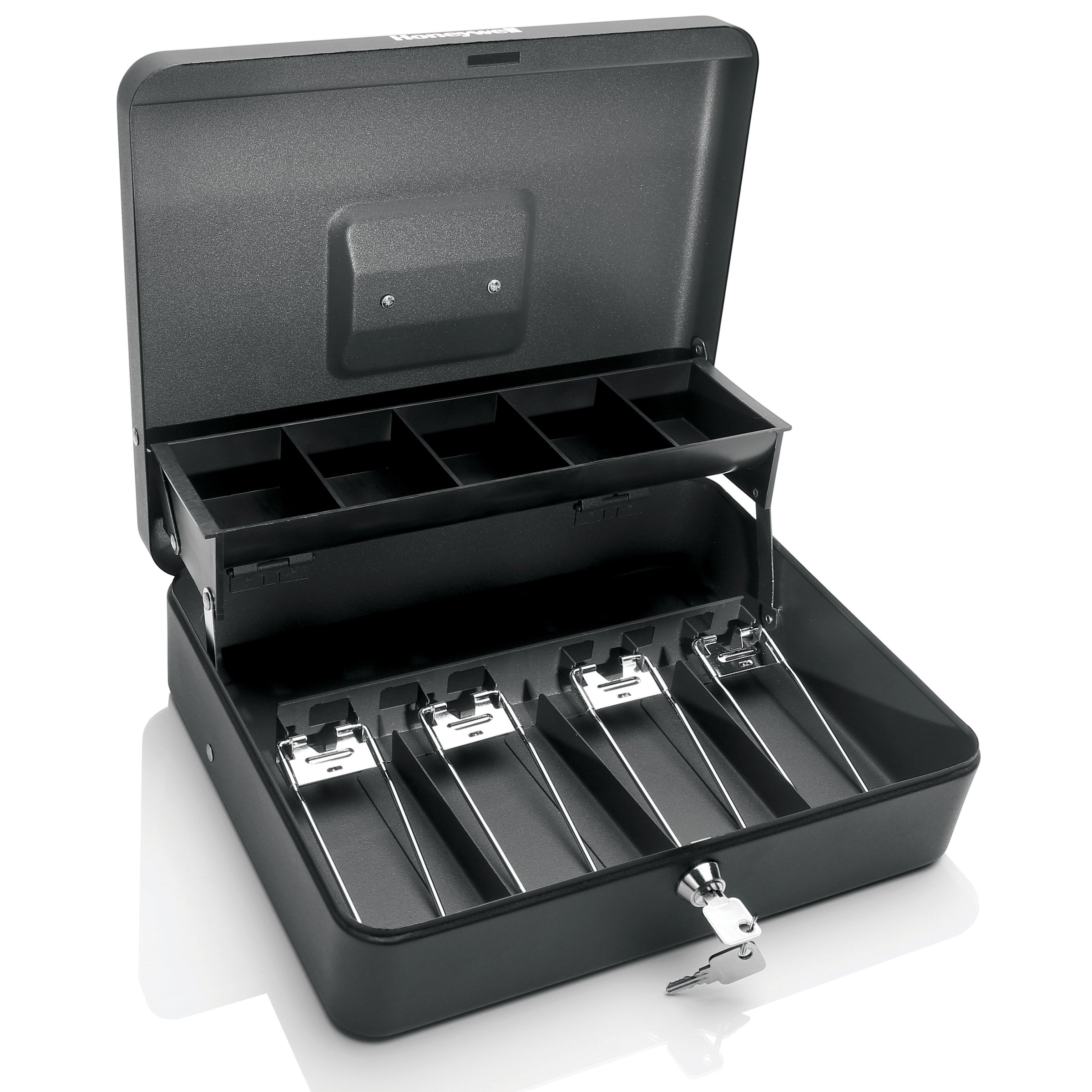 Honeywell 6213 Steel Tiered Cash Box with Key Lock Safe and Vault