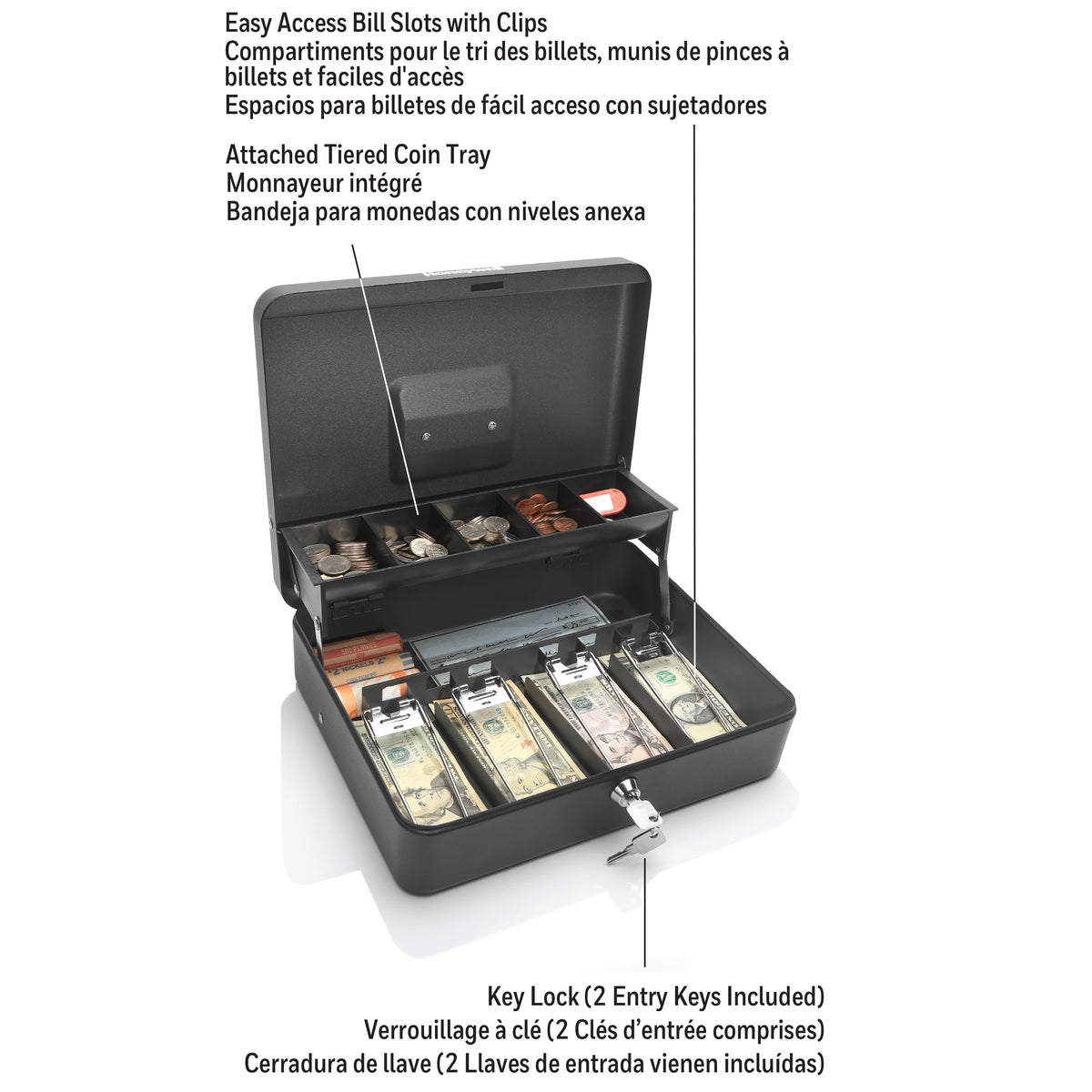 Honeywell 6213 Steel Tiered Cash Box with Key Lock Overview