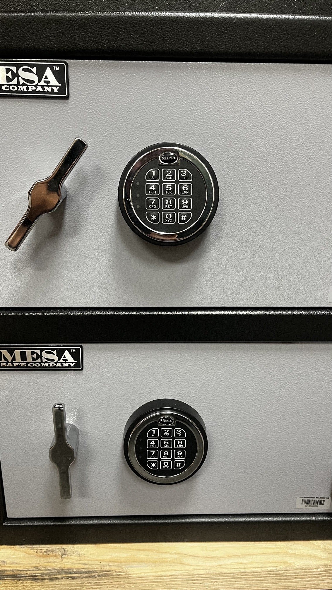 Close-up view of the digital locks. 