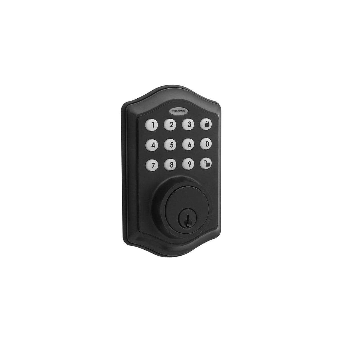 Honeywell 8712509 Electronic Deadbolt Door Lock with Keypad in Matte Black Front