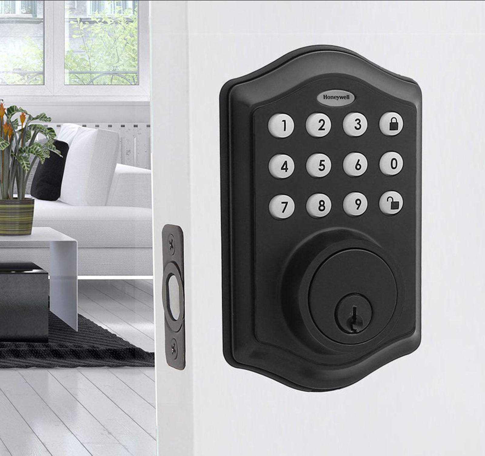 Honeywell 8712509 Electronic Deadbolt Door Lock with Keypad in Matte Black