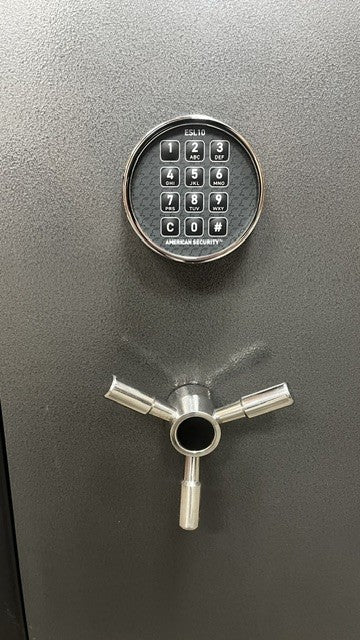 Close-up view of the digital lock. 