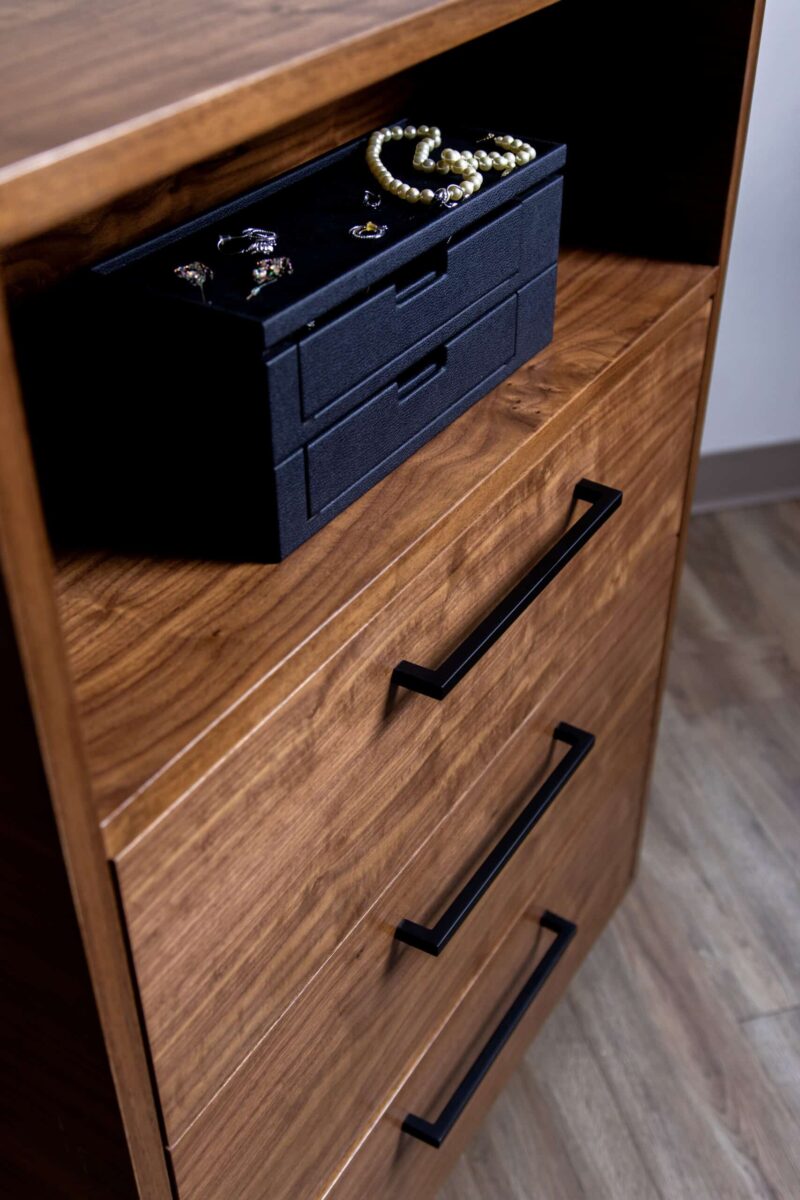 BlumSafe Concealment Cabinet with Hidden Safe Closeup with Watch Box on Shelf