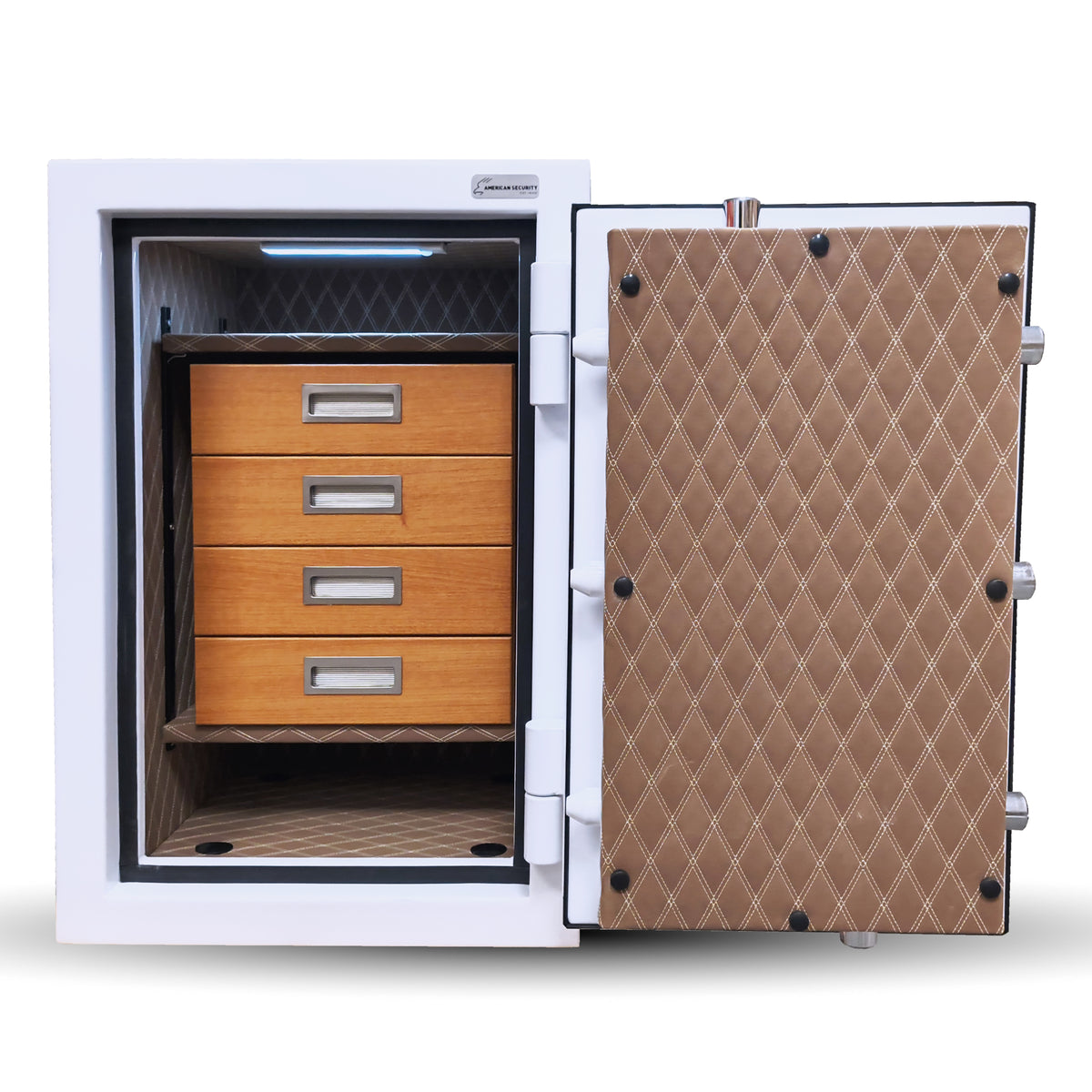 AMSEC AM3020PLUS White Home Security Safe with LED Light 4 Drawer Jewelry Cabinet